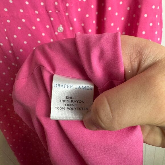 Draper James Pink Polka Dot Button Front Midi Dress Short Sleeve O16 - Picture 4 of 6